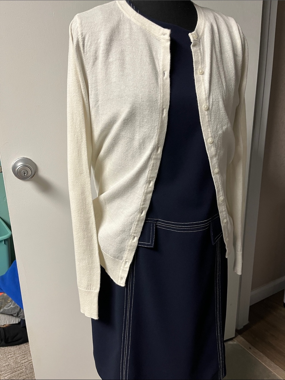 Classic Cream Button Cardigan